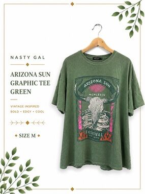 Nasty Gal Arizona Sun Graphic Tee Green Size M